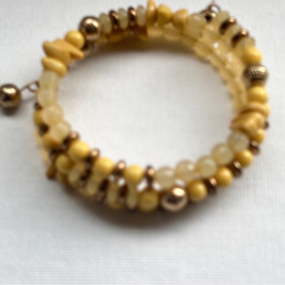 New York & Company Wrap Wrist Beaded Yellow Earth Tone Bracelet - Picture 8 of 8